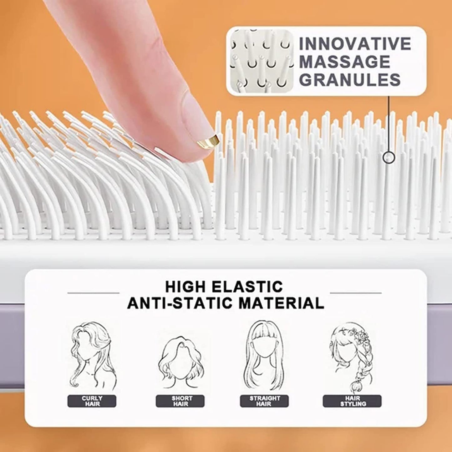 Effortless Hair Care: 4-in-1 Self-Cleaning Rotating Hairbrush