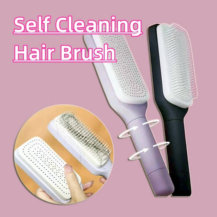 Effortless Hair Care: 4-in-1 Self-Cleaning Rotating Hairbrush