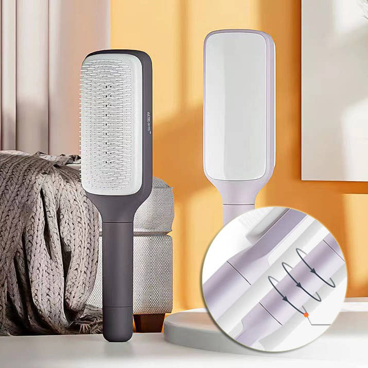Effortless Hair Care: 4-in-1 Self-Cleaning Rotating Hairbrush