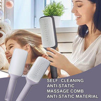 Effortless Hair Care: 4-in-1 Self-Cleaning Rotating Hairbrush