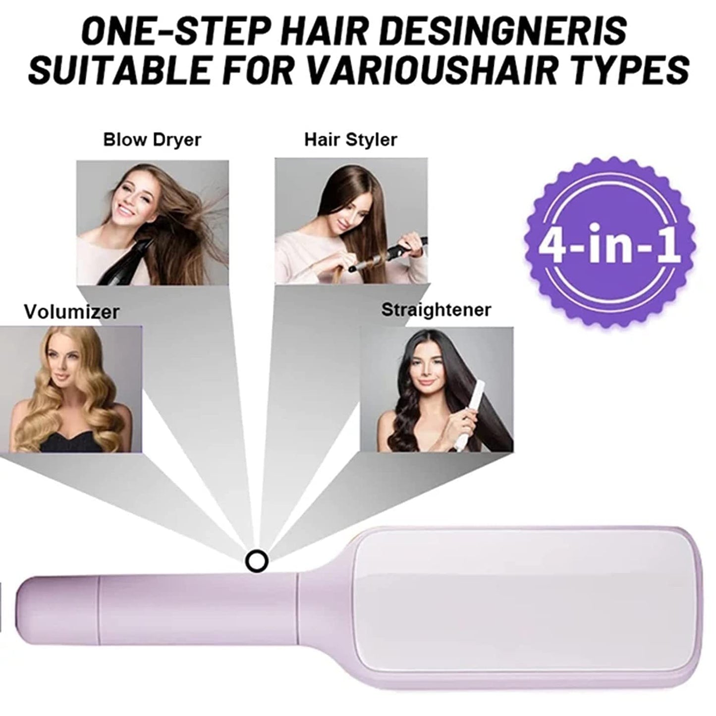 Effortless Hair Care: 4-in-1 Self-Cleaning Rotating Hairbrush